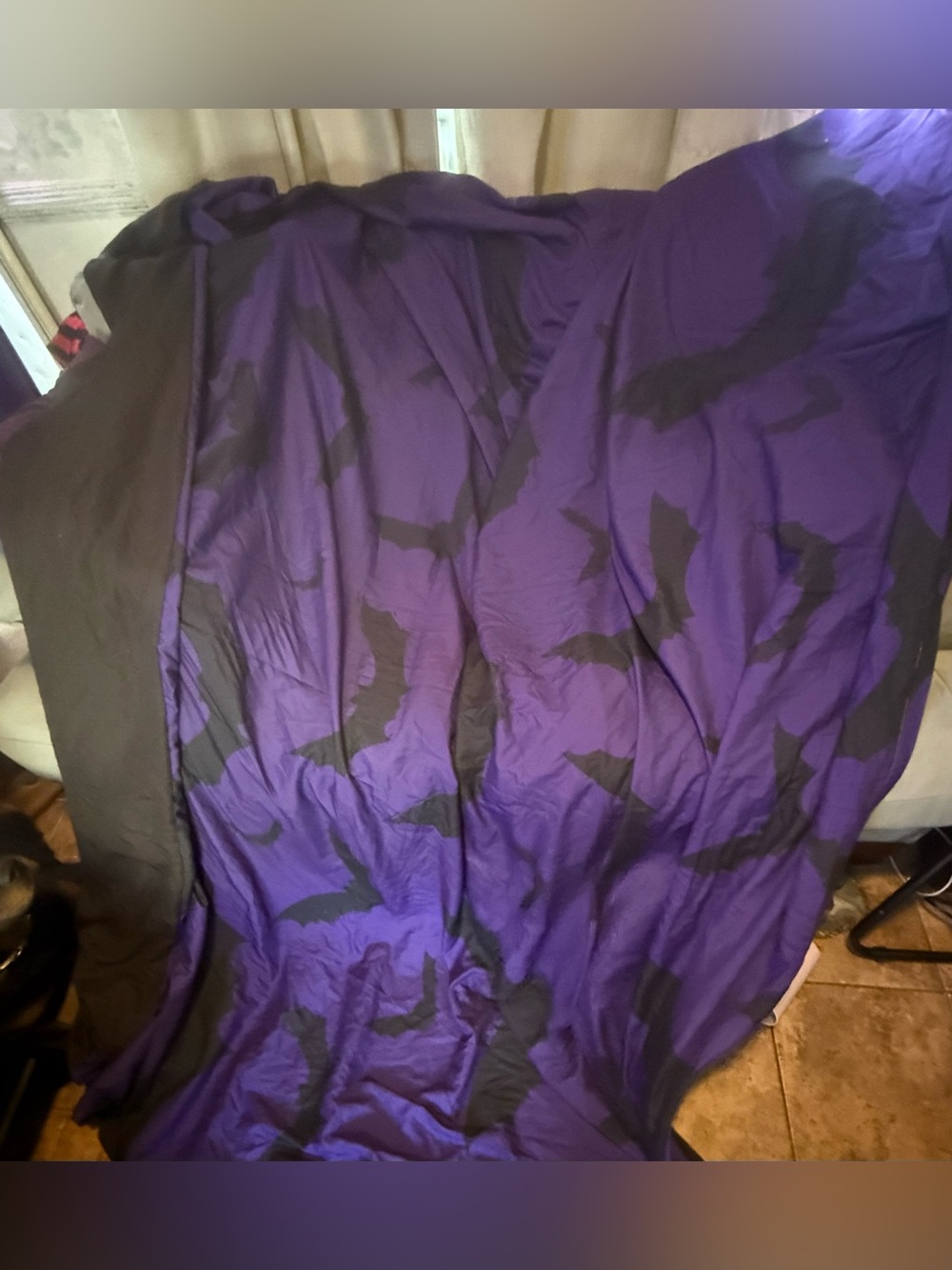 Queen purple black reversible bats goth comforter quilt cover -  never used